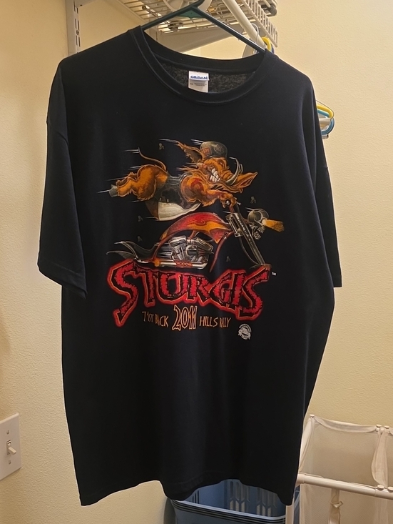 Gildan Other - Gildan Black Tee with Red and Orange Sturgis Motorcycle Graphic
